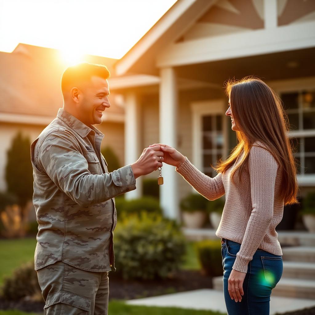 Military family with new home keys